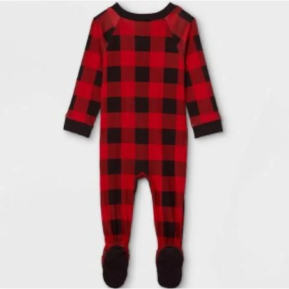 100% Cotton Baby Buffalo Check Plaid Footed one piece sleep pajama Wondershop